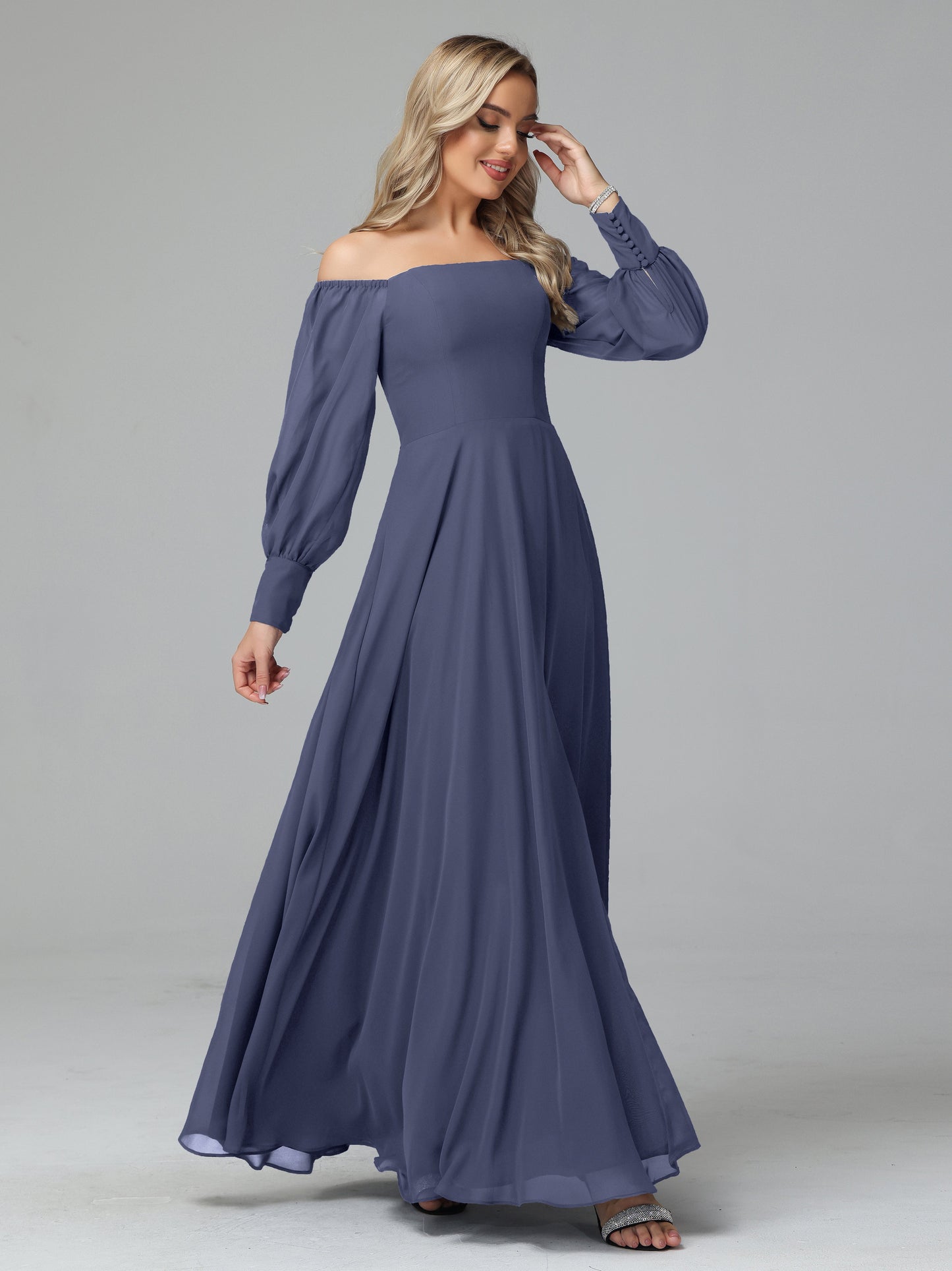 Mirabelle Off Shoulder Long Sleeves Chiffon Bridesmaid Dresses