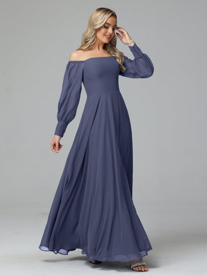 Mirabelle Off Shoulder Long Sleeves Chiffon Bridesmaid Dresses