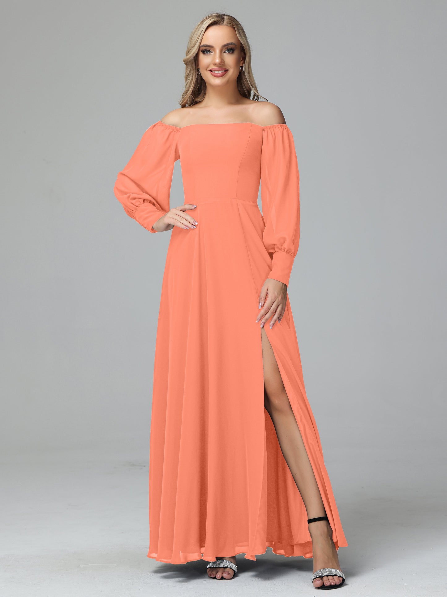 Mirabelle Off Shoulder Long Sleeves Chiffon Bridesmaid Dresses