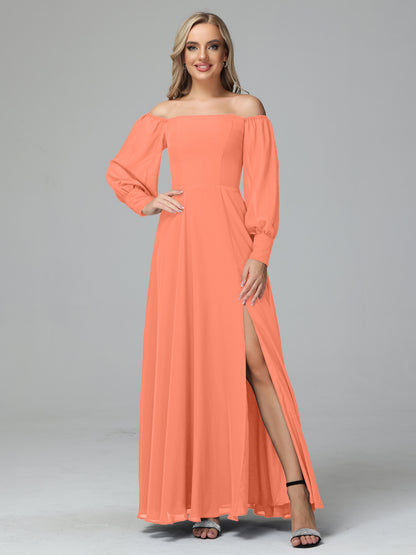 Mirabelle Off Shoulder Long Sleeves Chiffon Bridesmaid Dresses
