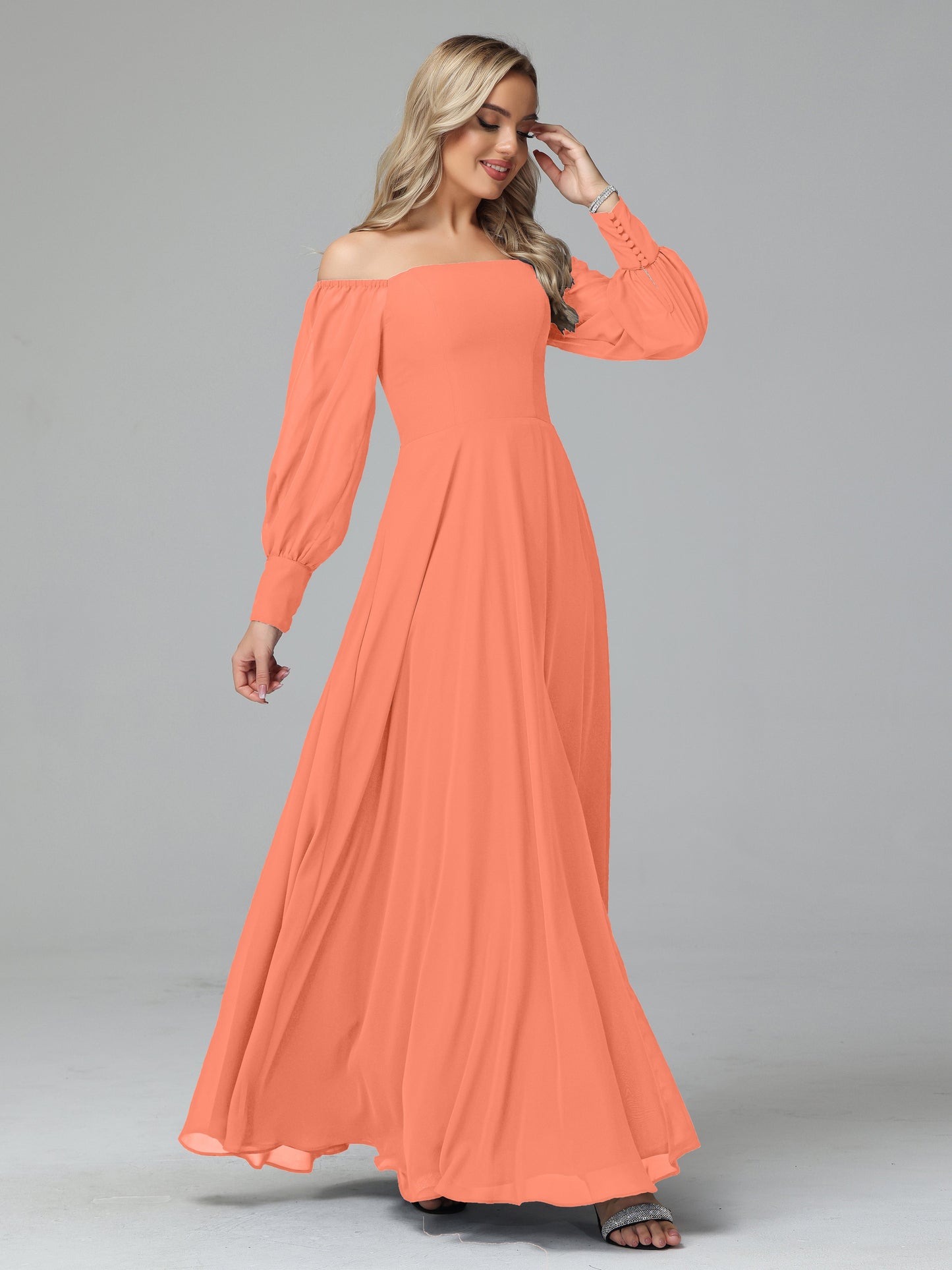 Mirabelle Off Shoulder Long Sleeves Chiffon Bridesmaid Dresses