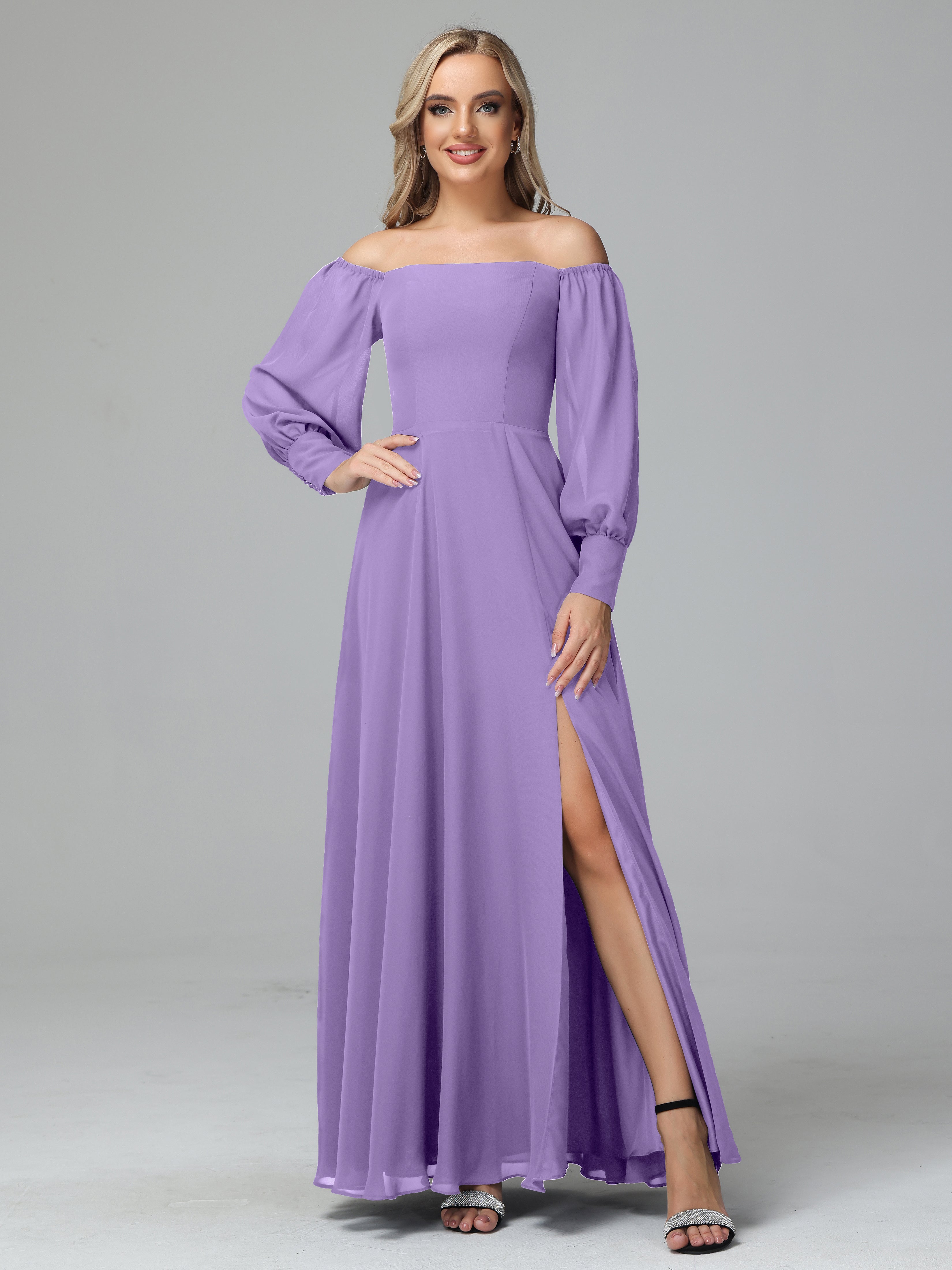 Mirabelle Off Shoulder Long Sleeves Chiffon Bridesmaid Dresses