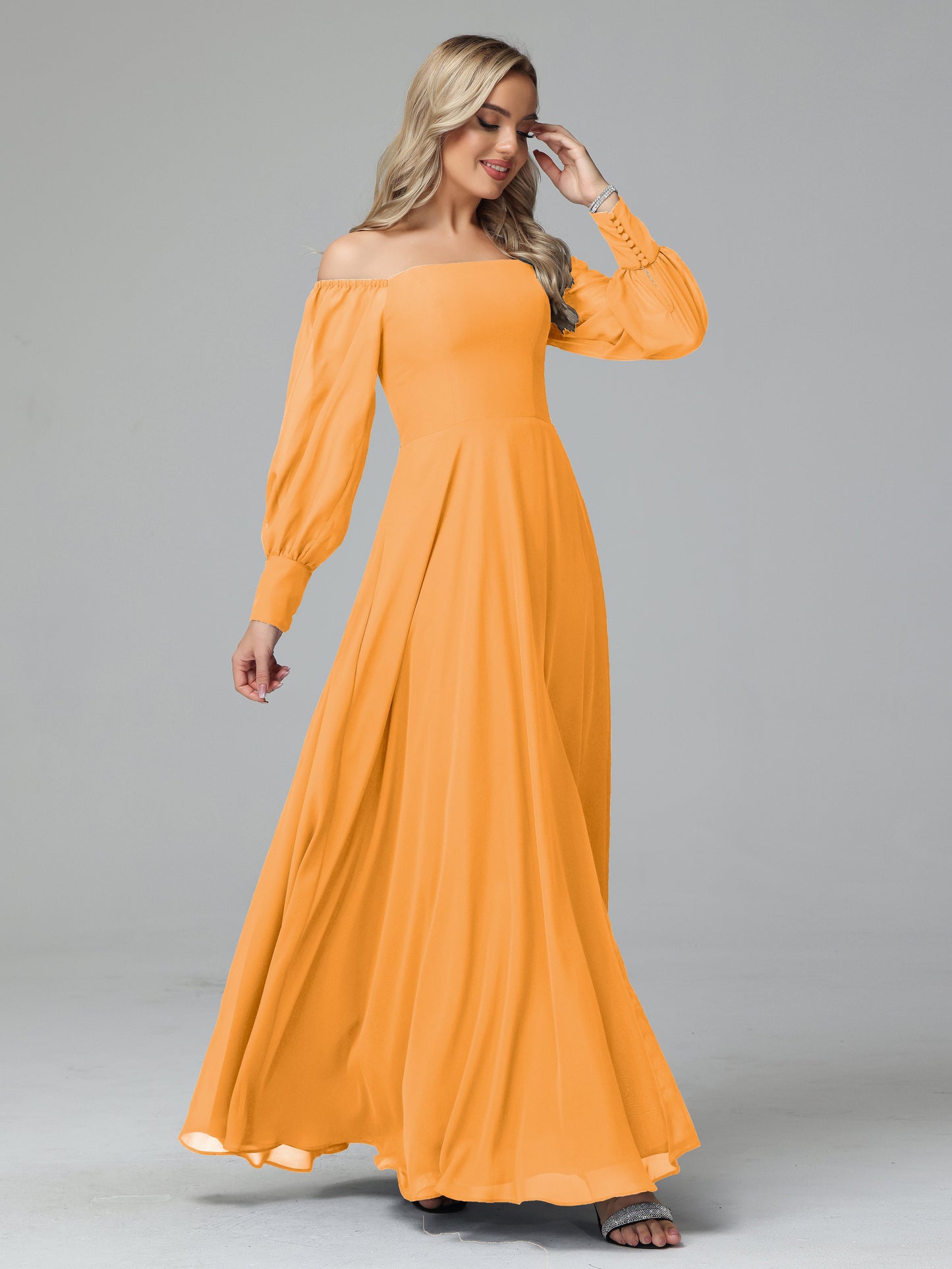 Mirabelle Off Shoulder Long Sleeves Chiffon Bridesmaid Dresses
