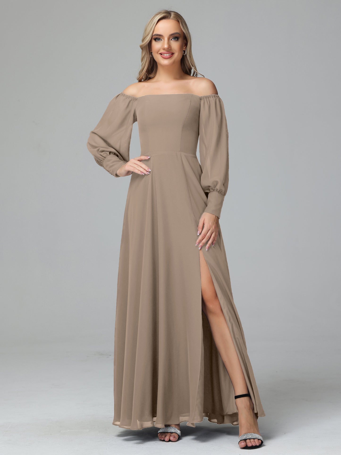 Mirabelle Off Shoulder Long Sleeves Chiffon Bridesmaid Dresses