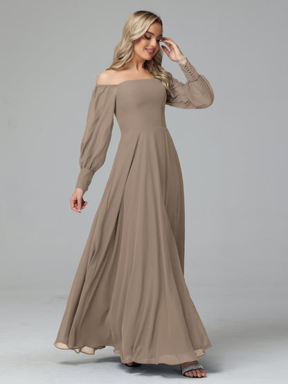 Mirabelle Off Shoulder Long Sleeves Chiffon Bridesmaid Dresses