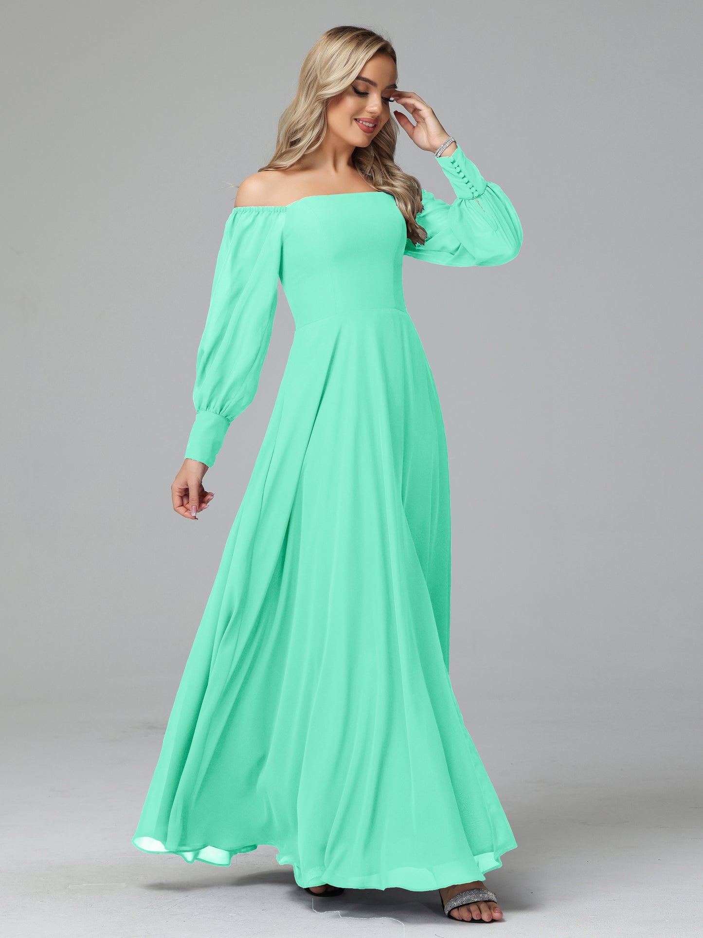 Mirabelle Off Shoulder Long Sleeves Chiffon Bridesmaid Dresses