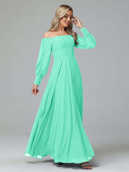 Mirabelle Off Shoulder Long Sleeves Chiffon Bridesmaid Dresses