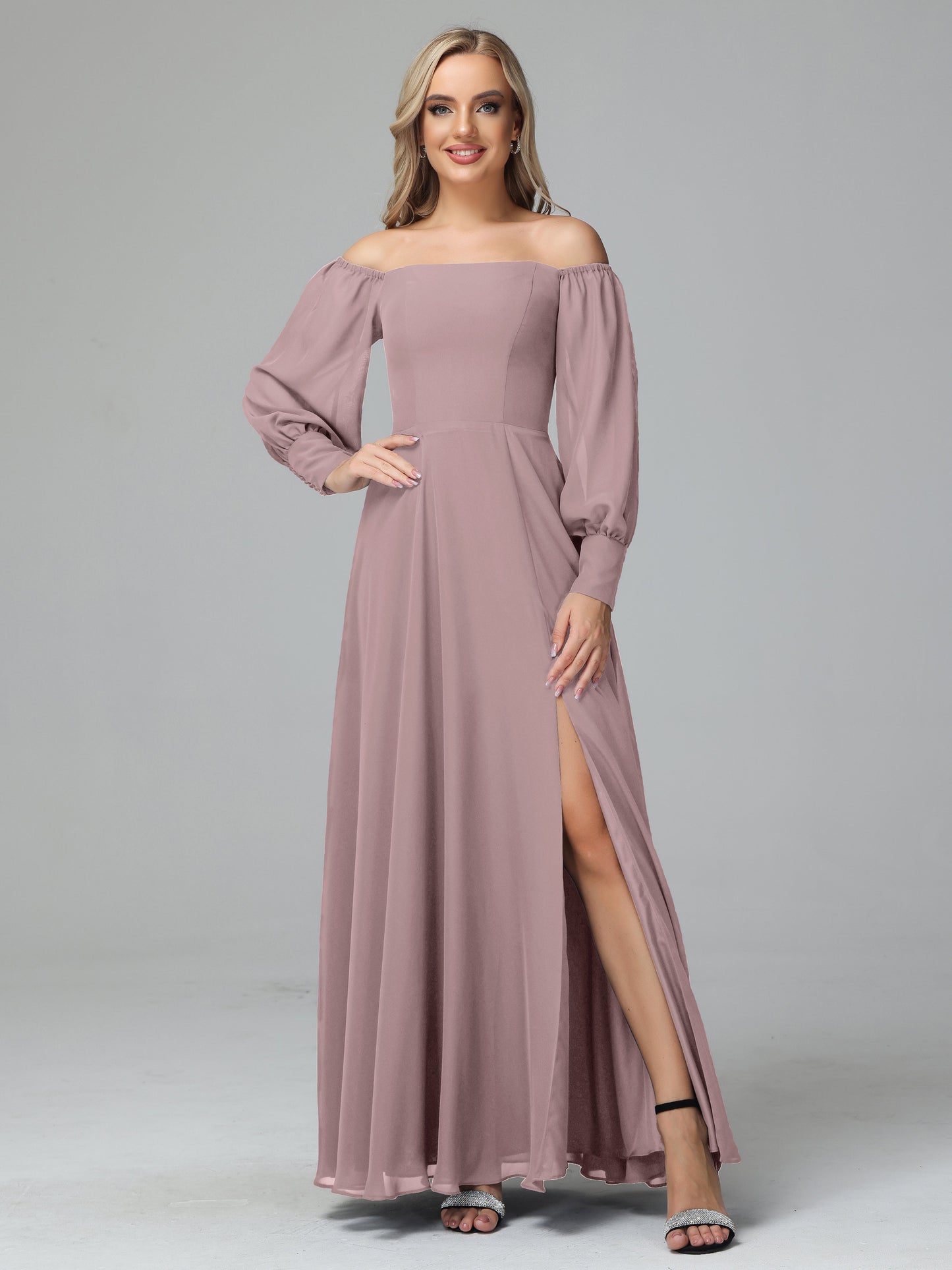Mirabelle Off Shoulder Long Sleeves Chiffon Bridesmaid Dresses