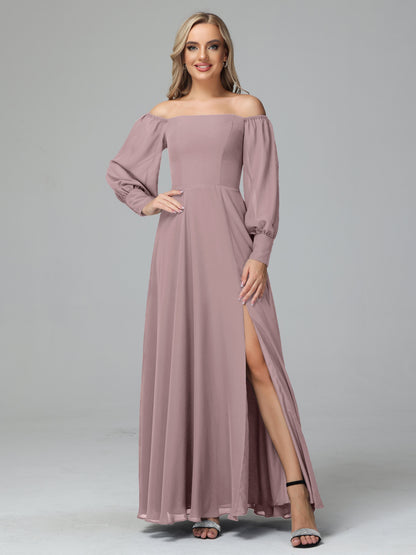 Mirabelle Off Shoulder Long Sleeves Chiffon Bridesmaid Dresses