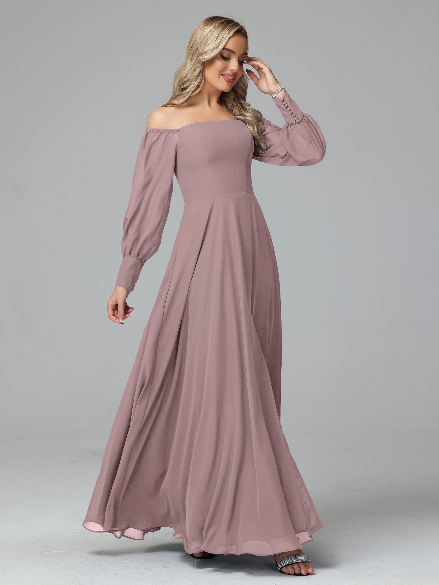Mirabelle Off Shoulder Long Sleeves Chiffon Bridesmaid Dresses