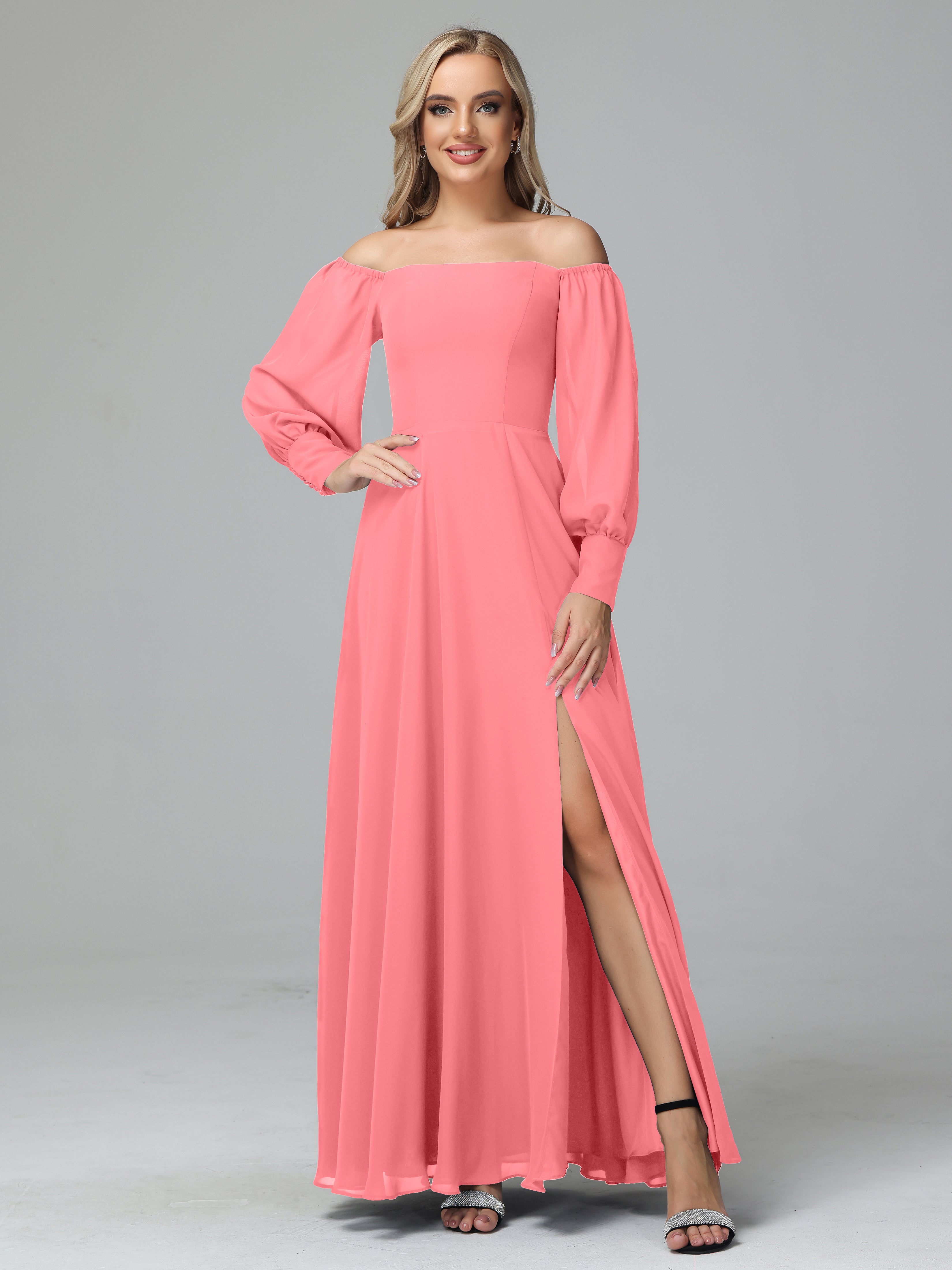 Mirabelle Off Shoulder Long Sleeves Chiffon Bridesmaid Dresses