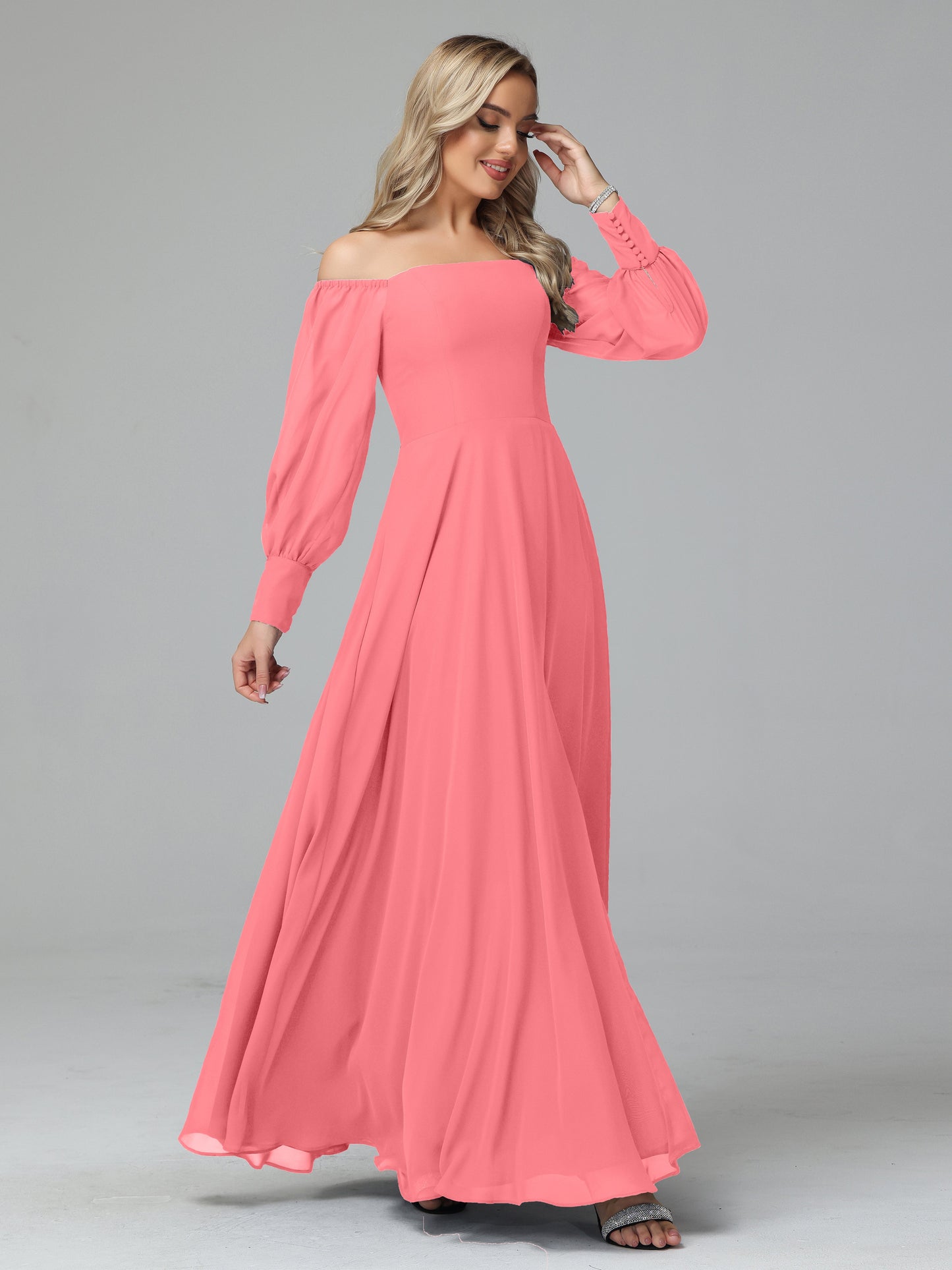 Mirabelle Off Shoulder Long Sleeves Chiffon Bridesmaid Dresses