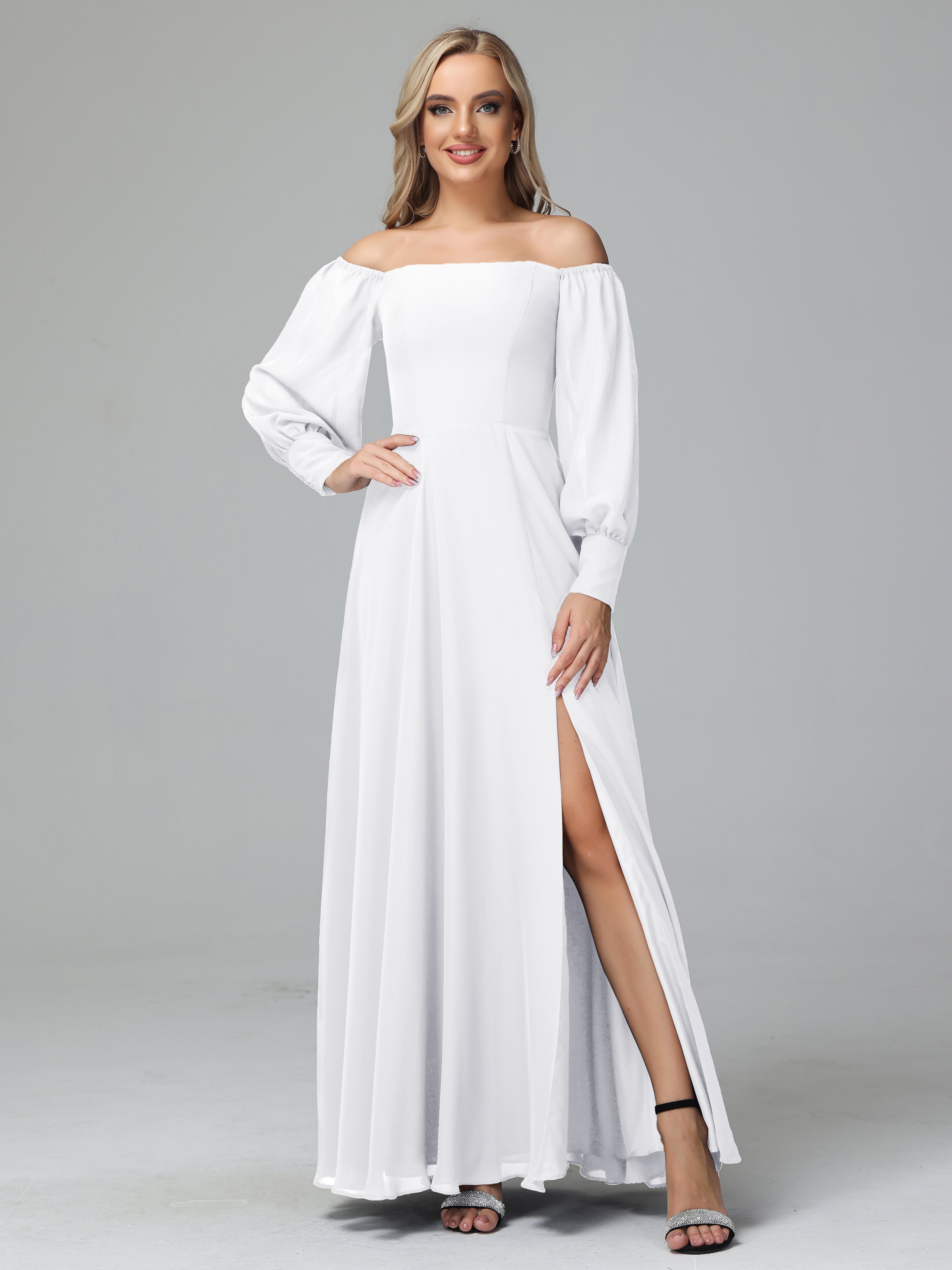 Mirabelle Off Shoulder Long Sleeves Chiffon Bridesmaid Dresses