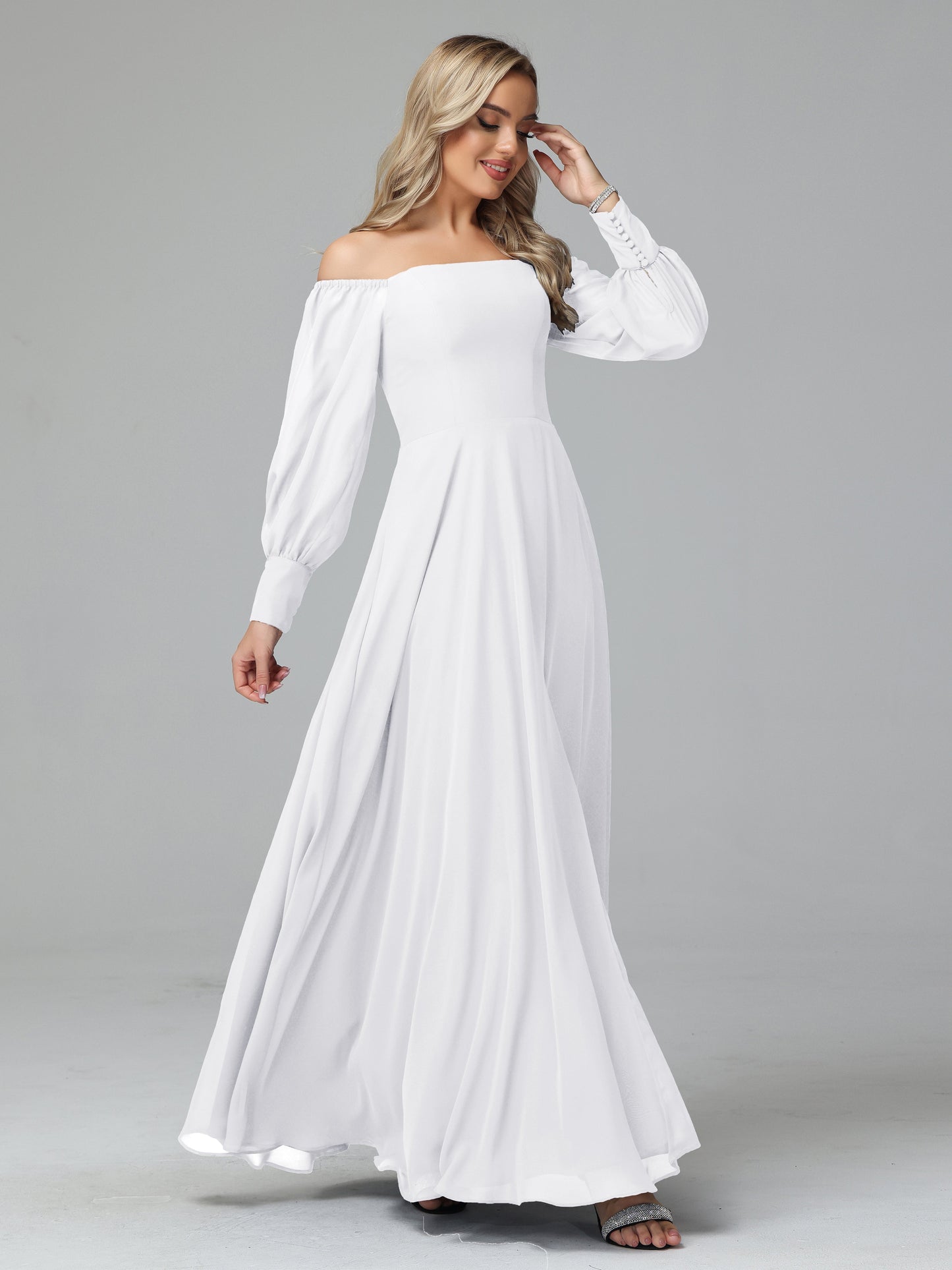 Mirabelle Off Shoulder Long Sleeves Chiffon Bridesmaid Dresses