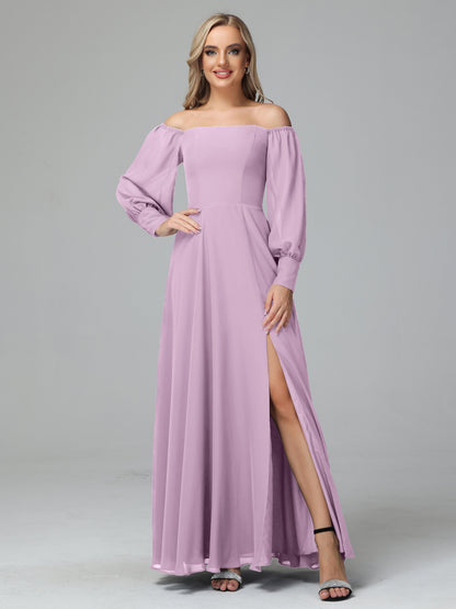 Mirabelle Off Shoulder Long Sleeves Chiffon Bridesmaid Dresses