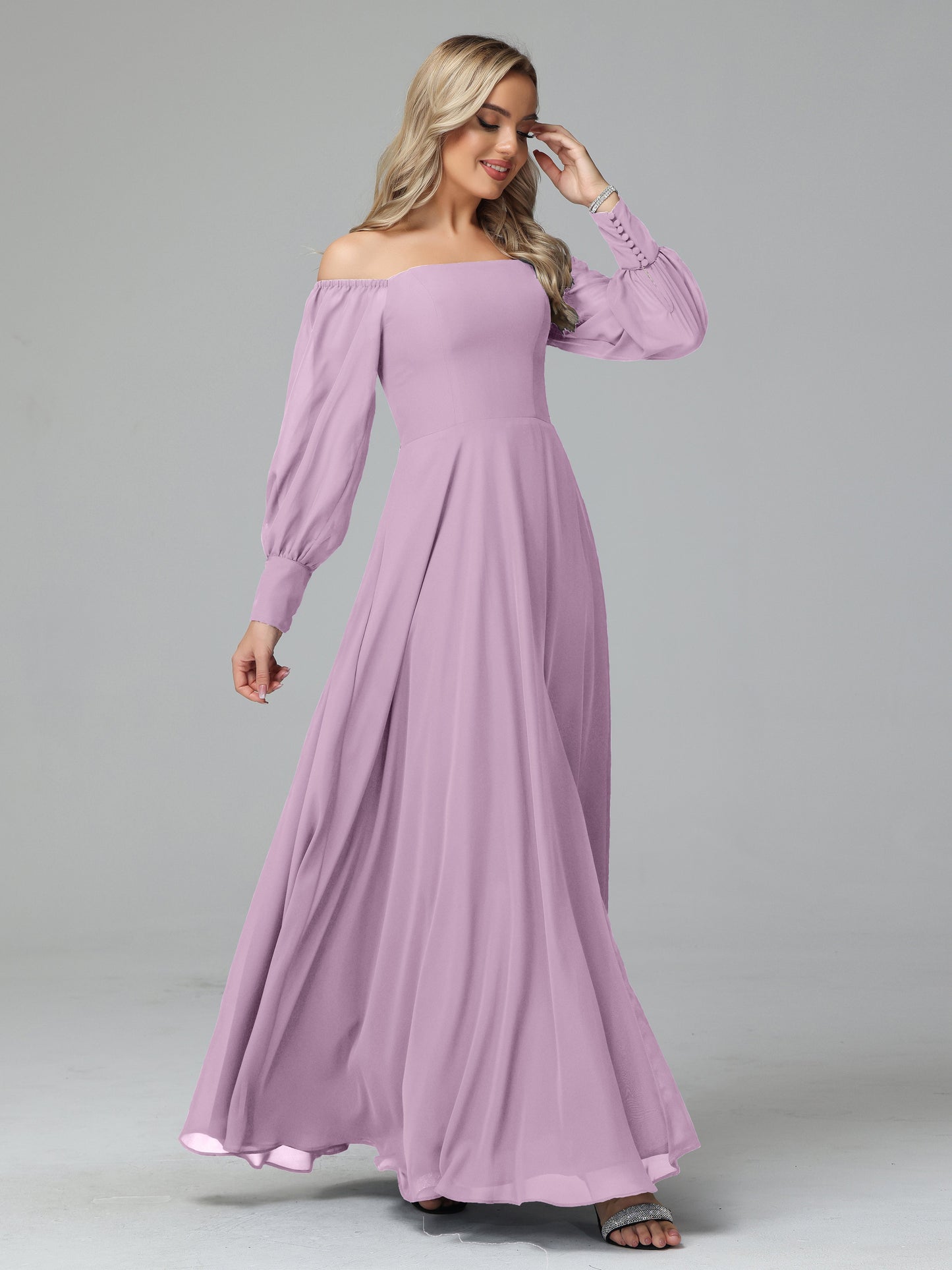Mirabelle Off Shoulder Long Sleeves Chiffon Bridesmaid Dresses