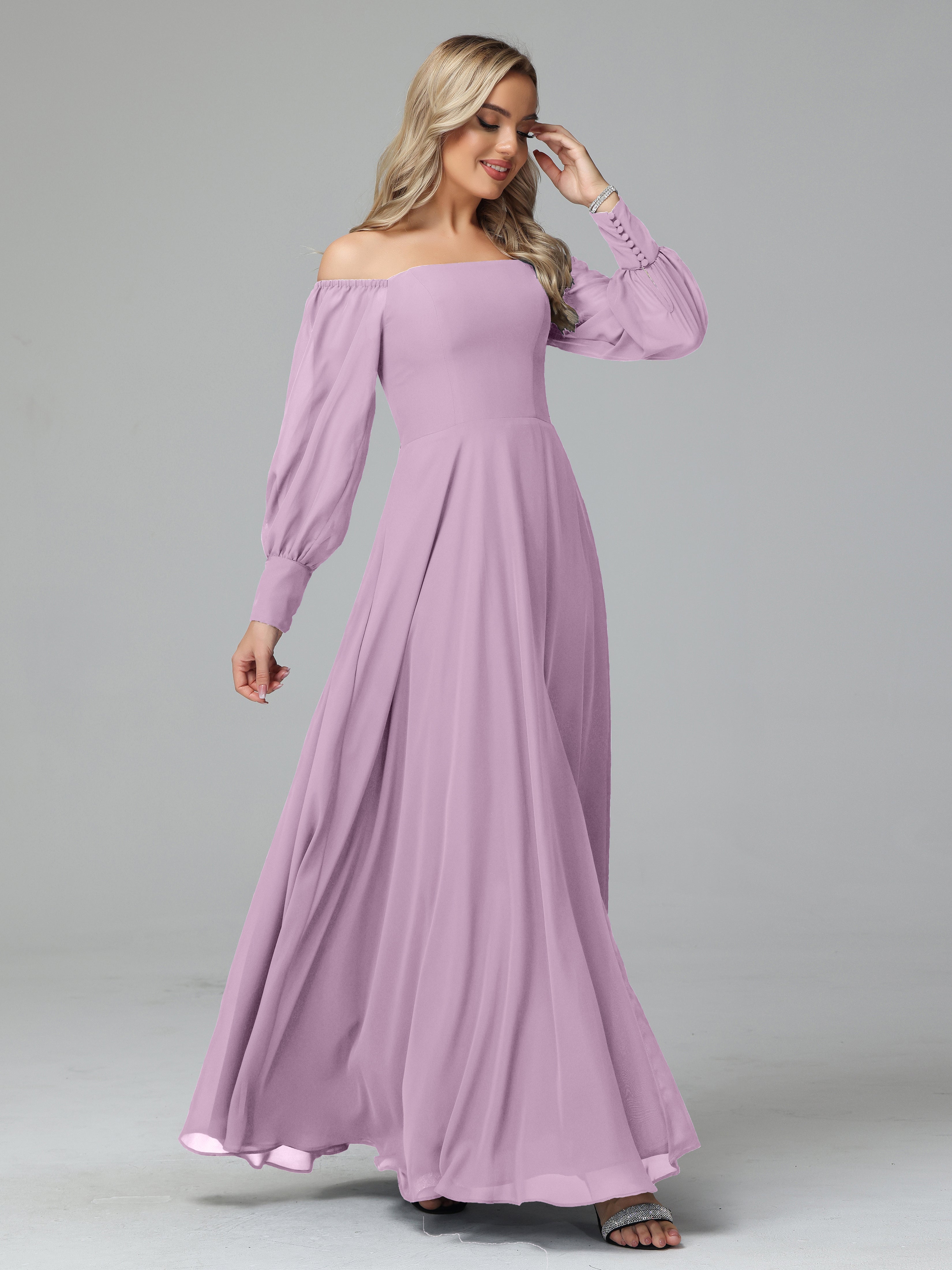Mirabelle Off Shoulder Long Sleeves Chiffon Bridesmaid Dresses