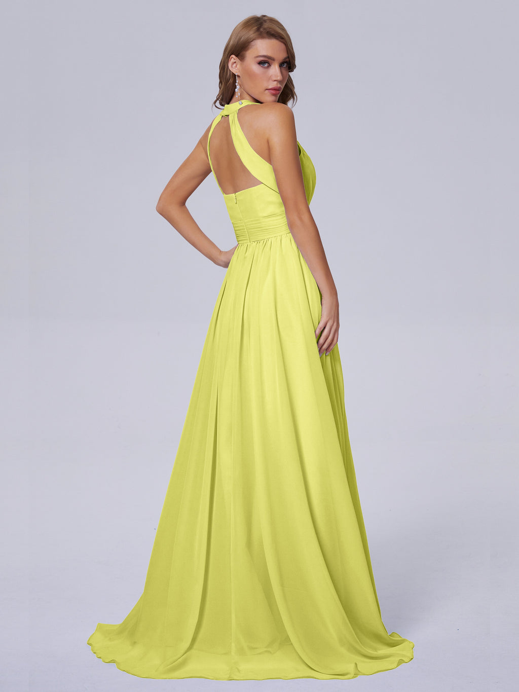 Nicole Vintage Halter Chiffon Long Bridesmaid Dresses