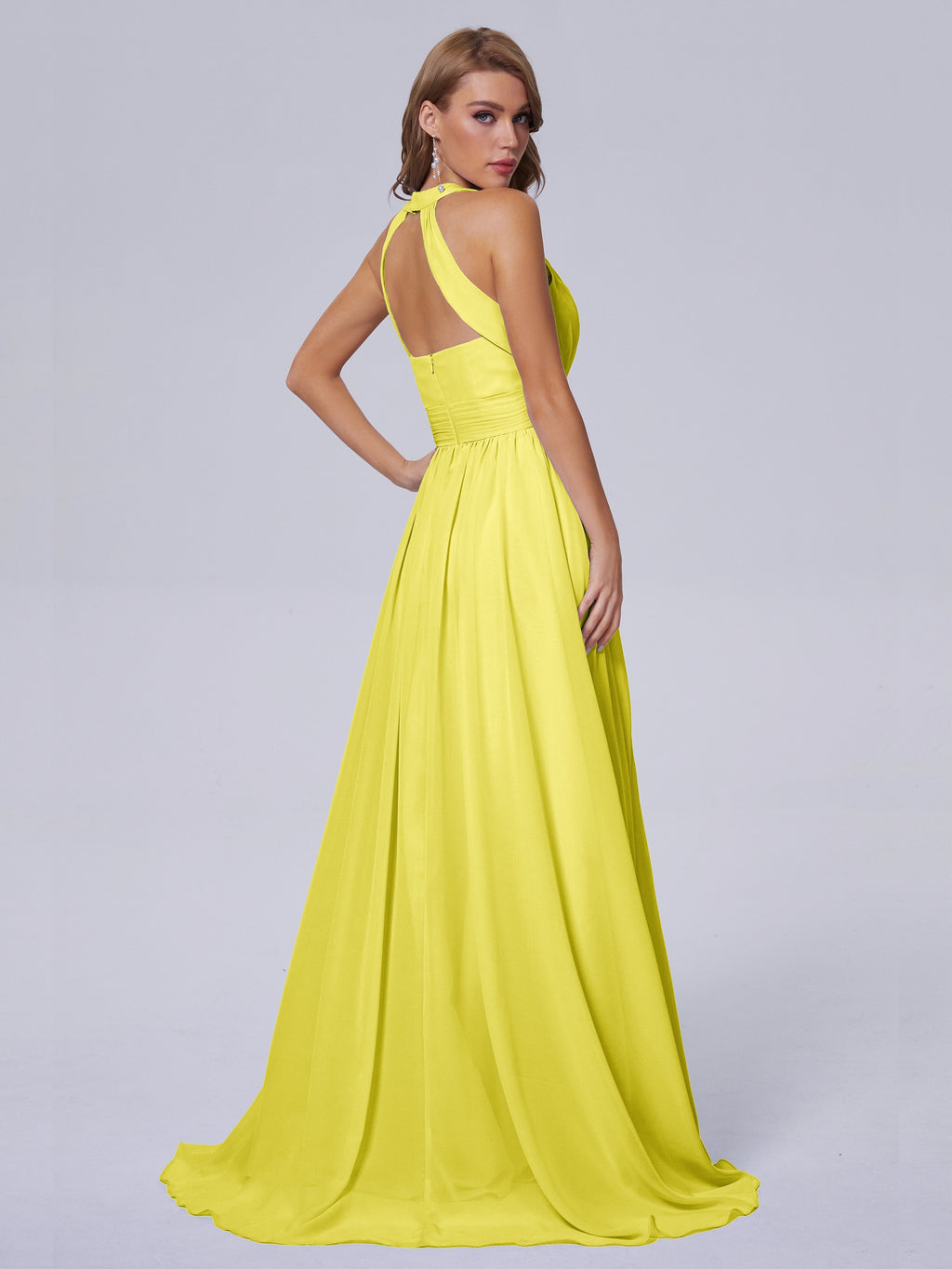 Nicole Vintage Halter Chiffon Long Bridesmaid Dresses