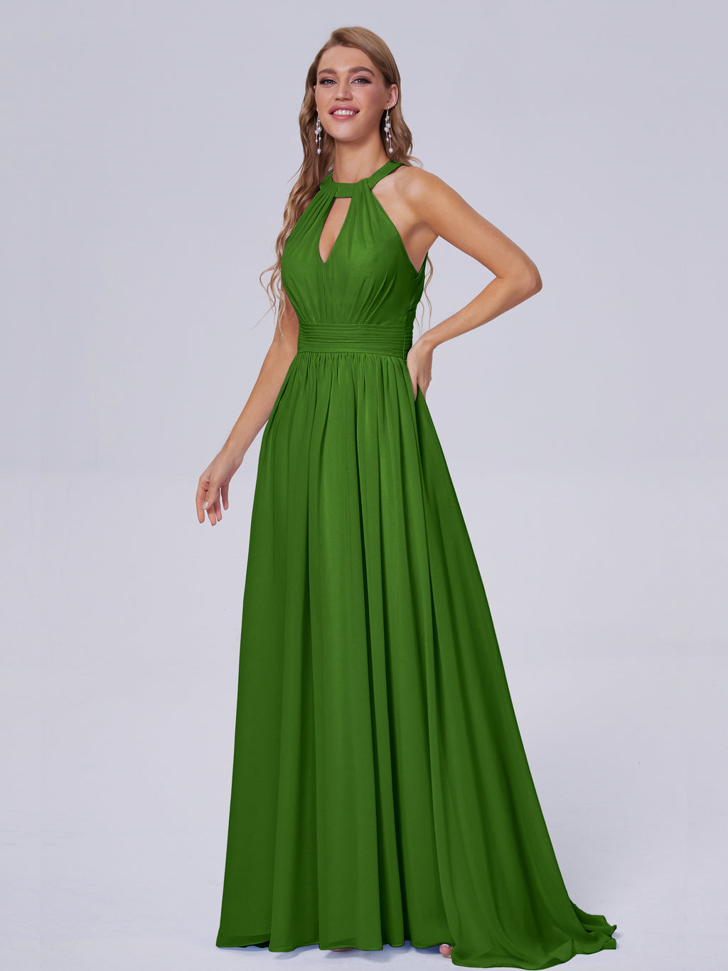 Nicole Vintage Halter Chiffon Long Bridesmaid Dresses