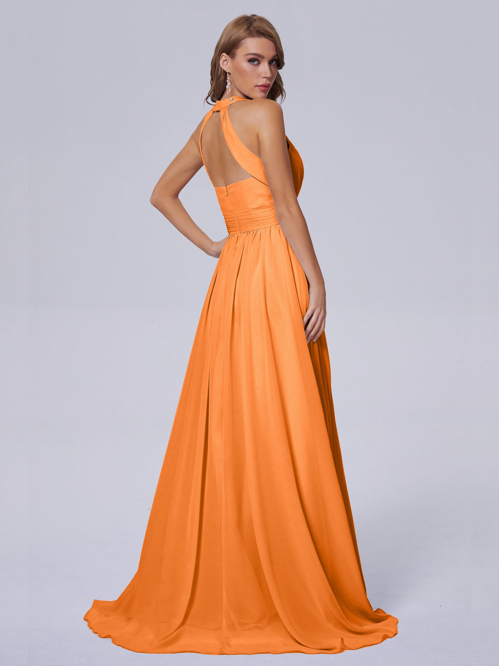 Nicole Vintage Halter Chiffon Long Bridesmaid Dresses