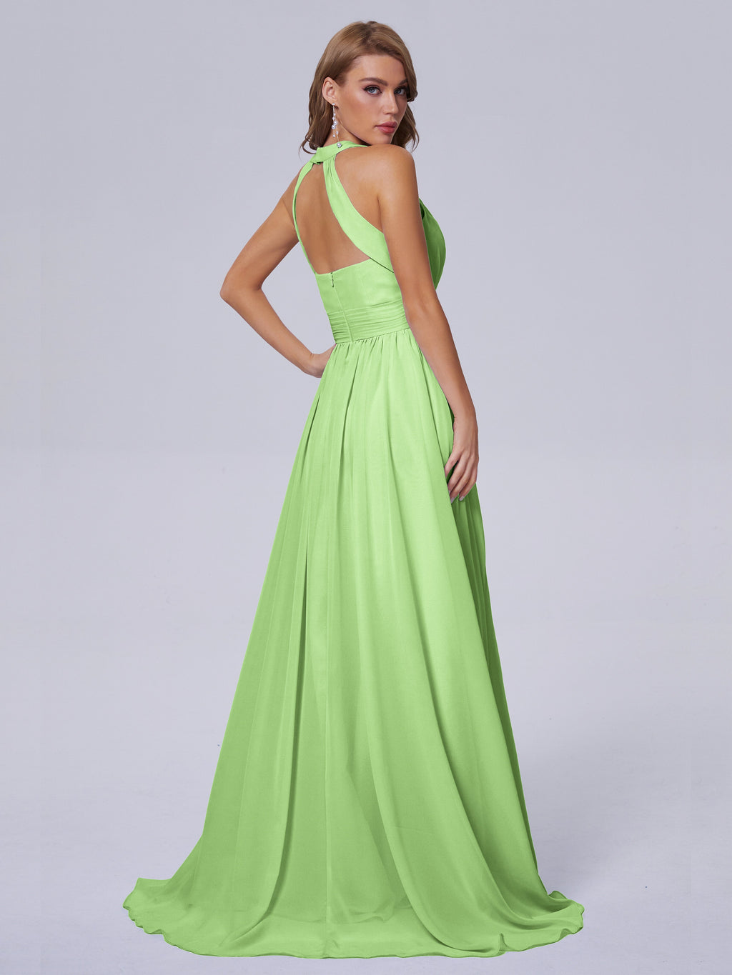 Nicole Vintage Halter Chiffon Long Bridesmaid Dresses