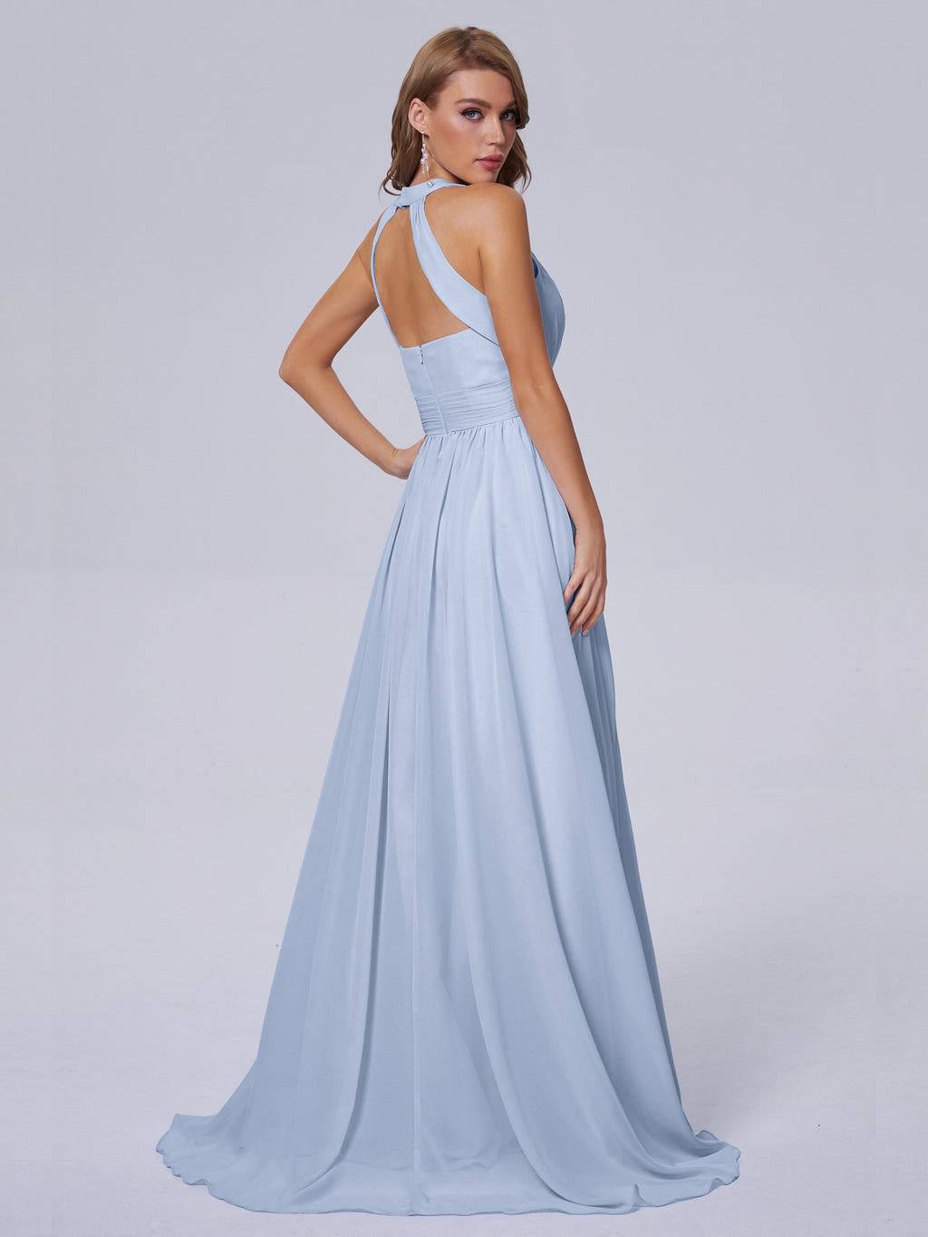 Nicole Vintage Halter Chiffon Long Bridesmaid Dresses