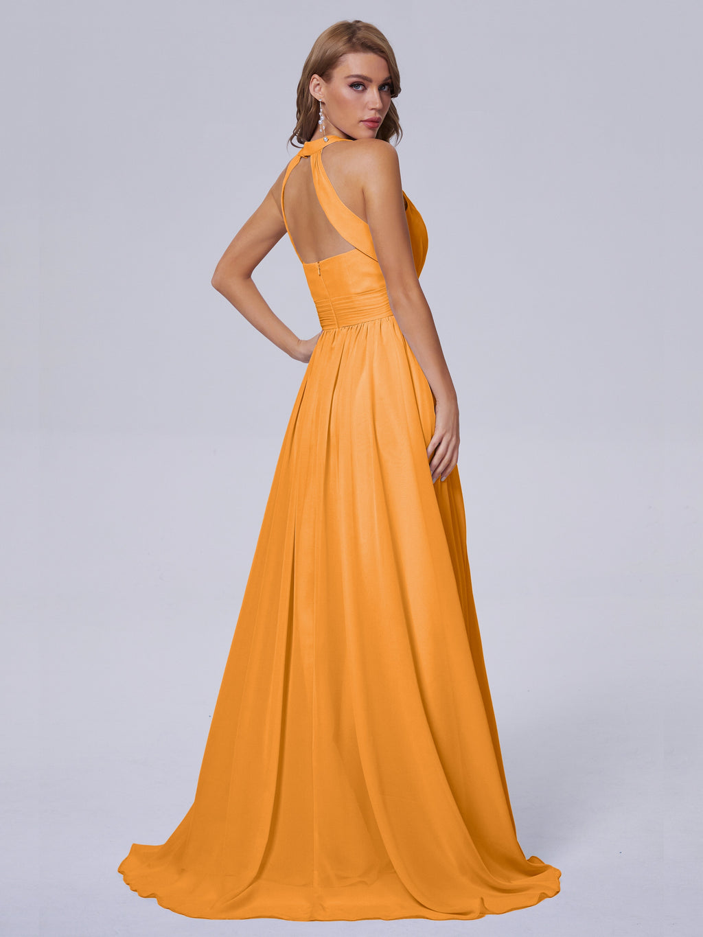 Nicole Vintage Halter Chiffon Long Bridesmaid Dresses
