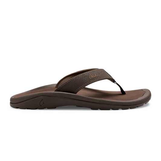 Okukai Mens Ohana Leather Waterproof Flip Flop Dark Java Rey