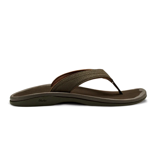 Olukai Ohana Womens Dark Java Leather Beach Sandal