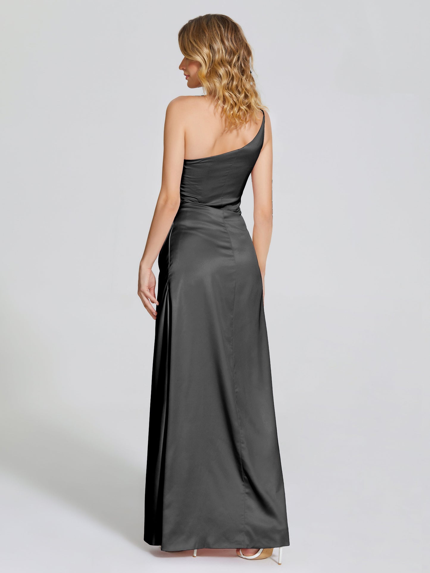 Angela One-Shoulder Sheath Soft Satin Bridesmaid Dress