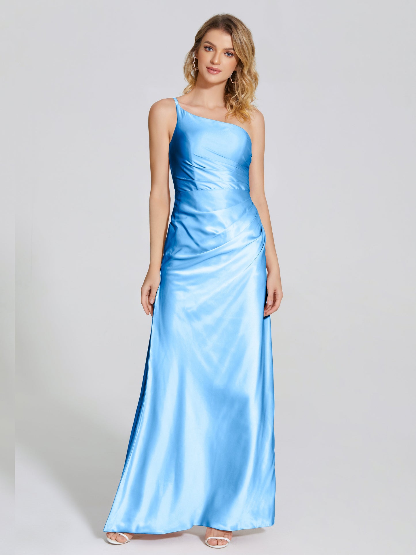 Angela One-Shoulder Sheath Soft Satin Bridesmaid Dress