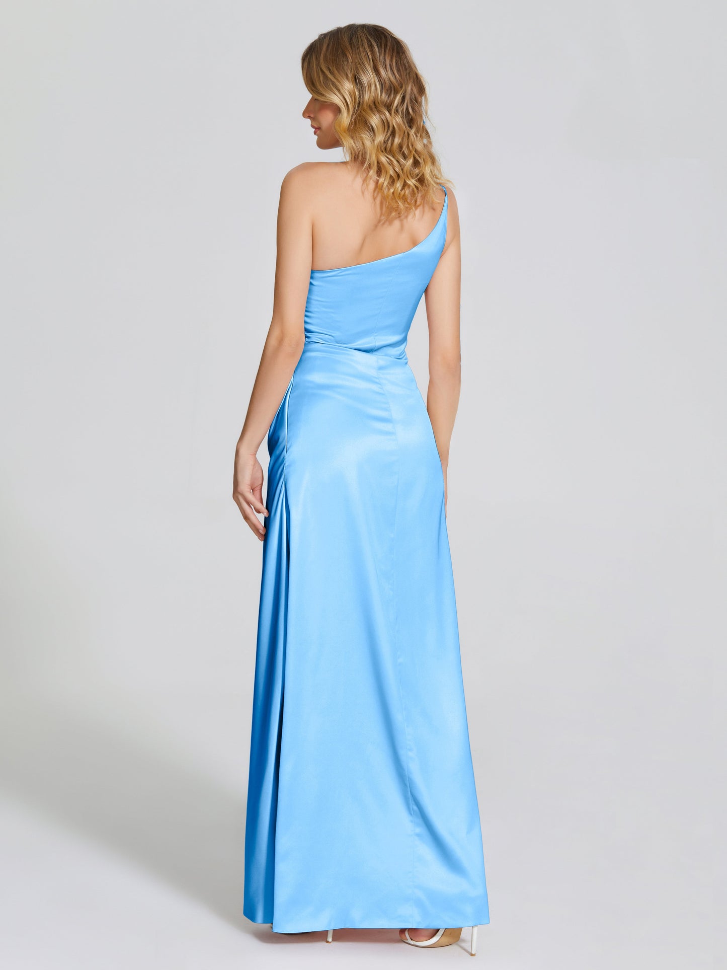 Angela One-Shoulder Sheath Soft Satin Bridesmaid Dress