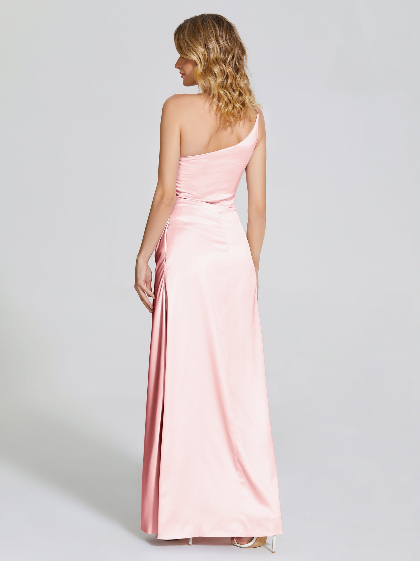 Angela One-Shoulder Sheath Soft Satin Bridesmaid Dress