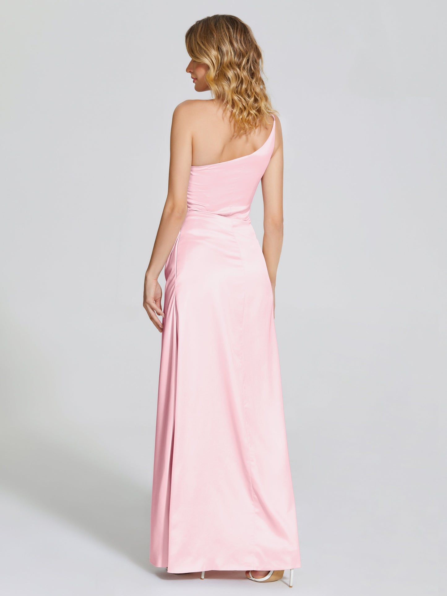 Angela One-Shoulder Sheath Soft Satin Bridesmaid Dress