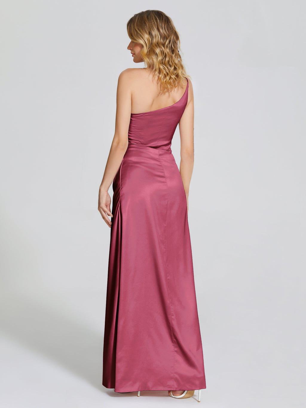 Angela One-Shoulder Sheath Soft Satin Bridesmaid Dress