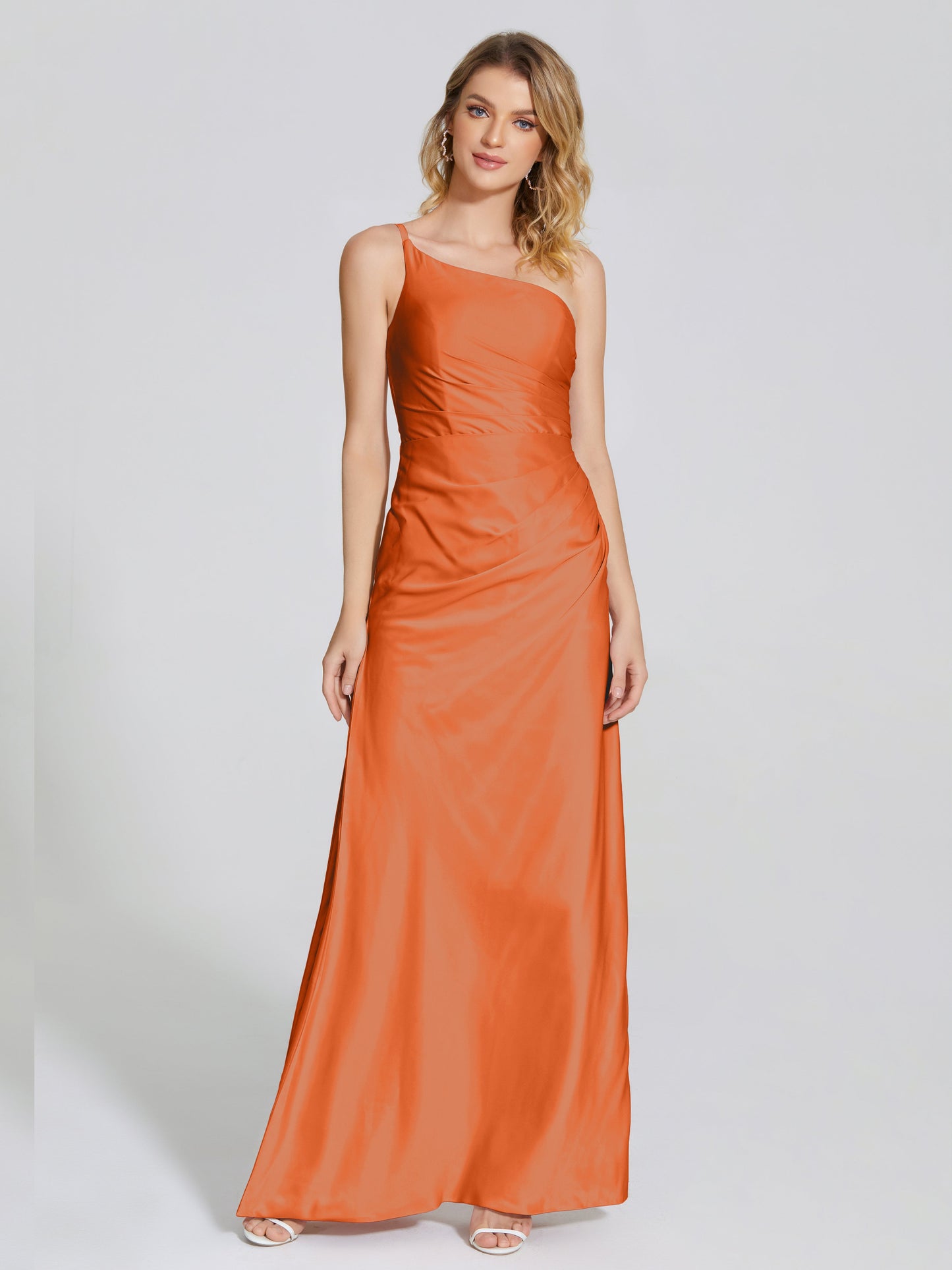 Angela One-Shoulder Sheath Soft Satin Bridesmaid Dress