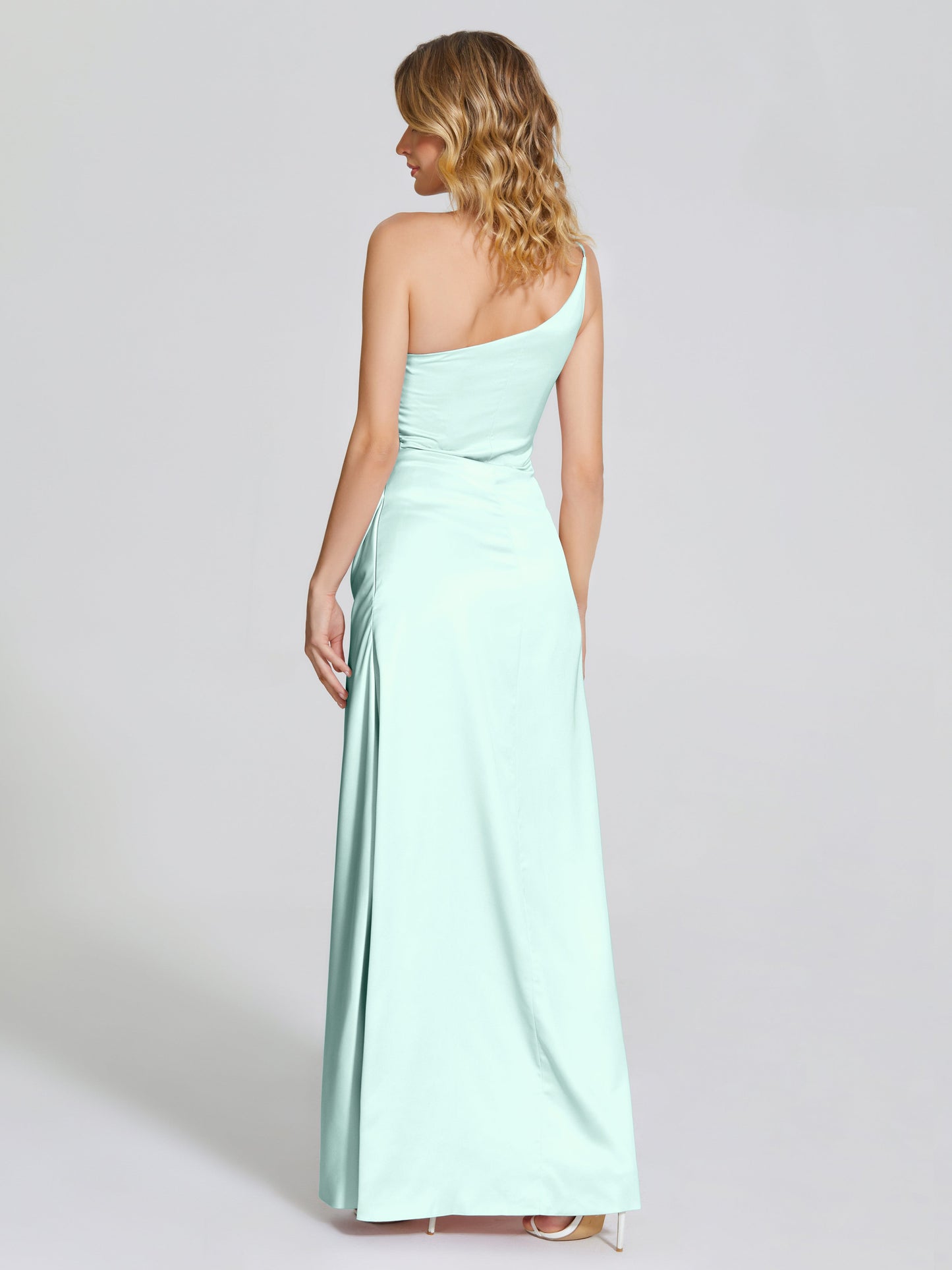 Angela One-Shoulder Sheath Soft Satin Bridesmaid Dress
