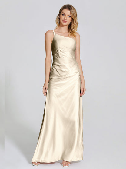 Angela One-Shoulder Sheath Soft Satin Bridesmaid Dress