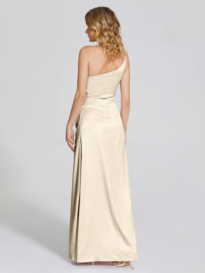 Angela One-Shoulder Sheath Soft Satin Bridesmaid Dress