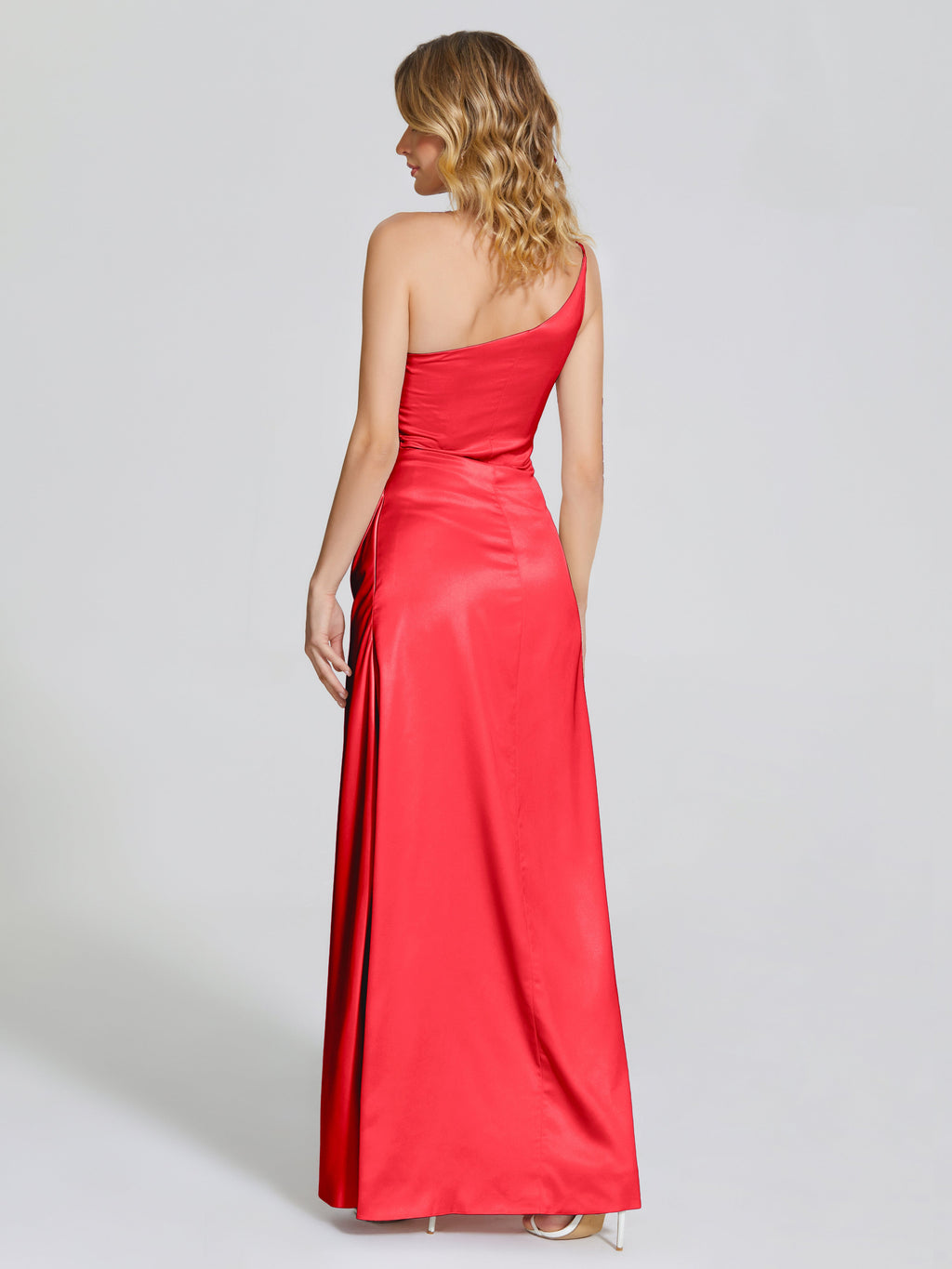 Angela One-Shoulder Sheath Soft Satin Bridesmaid Dress