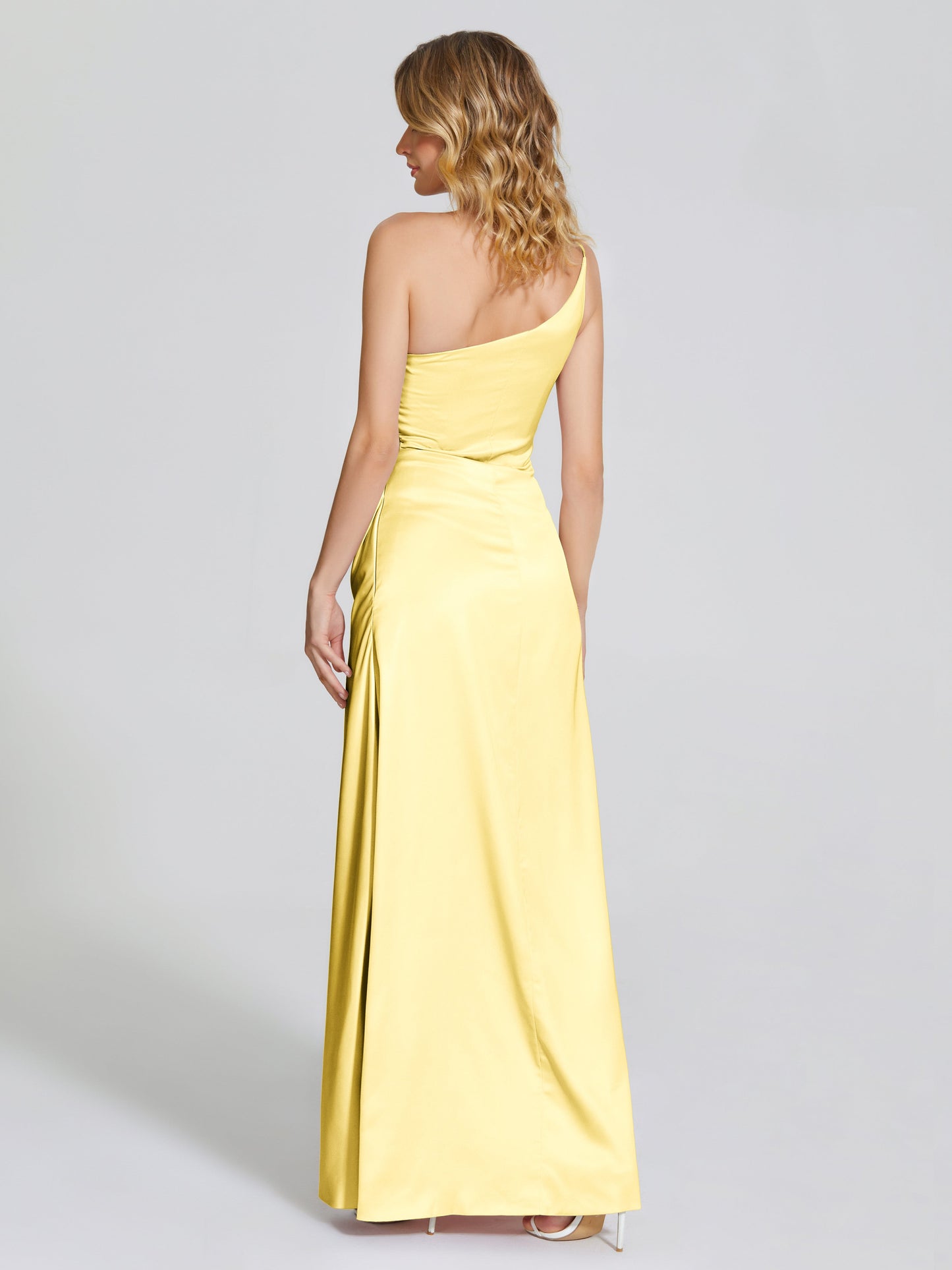 Angela One-Shoulder Sheath Soft Satin Bridesmaid Dress