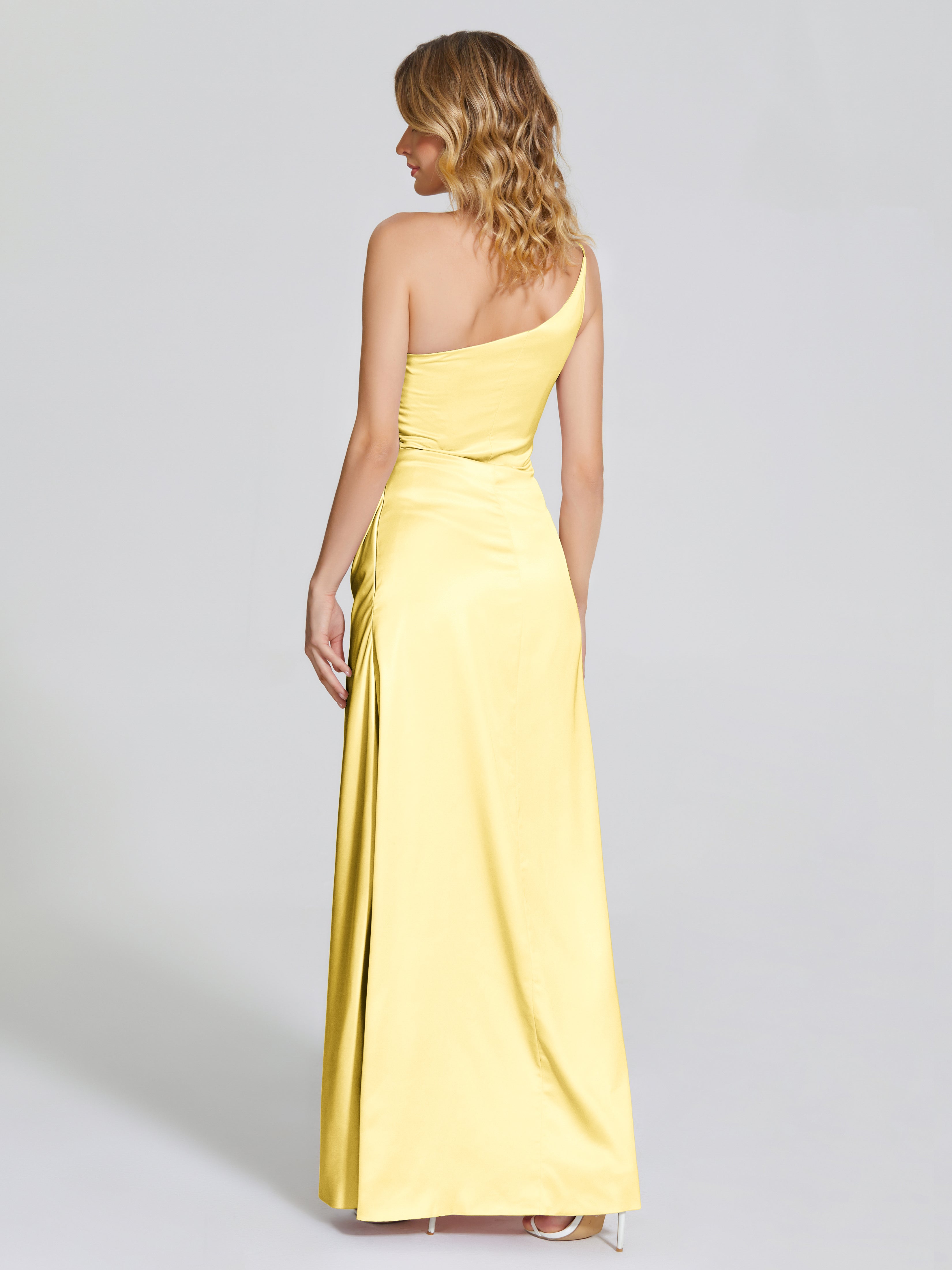 Angela One-Shoulder Sheath Soft Satin Bridesmaid Dress