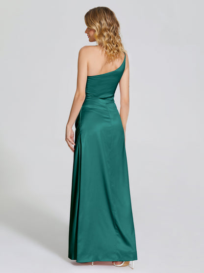 Angela One-Shoulder Sheath Soft Satin Bridesmaid Dress