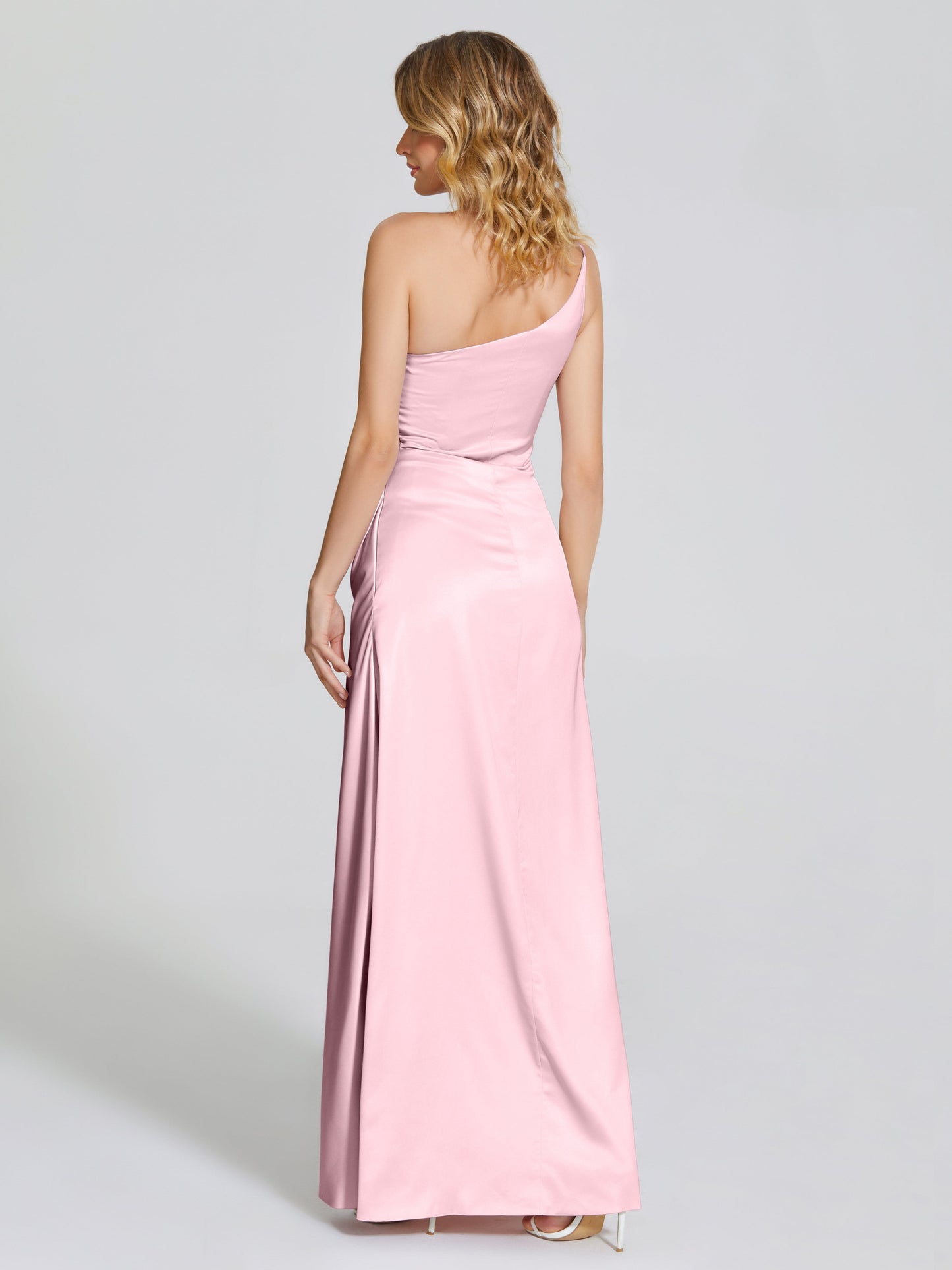 Angela One-Shoulder Sheath Soft Satin Bridesmaid Dress