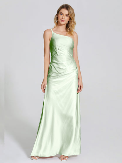 Angela One-Shoulder Sheath Soft Satin Bridesmaid Dress