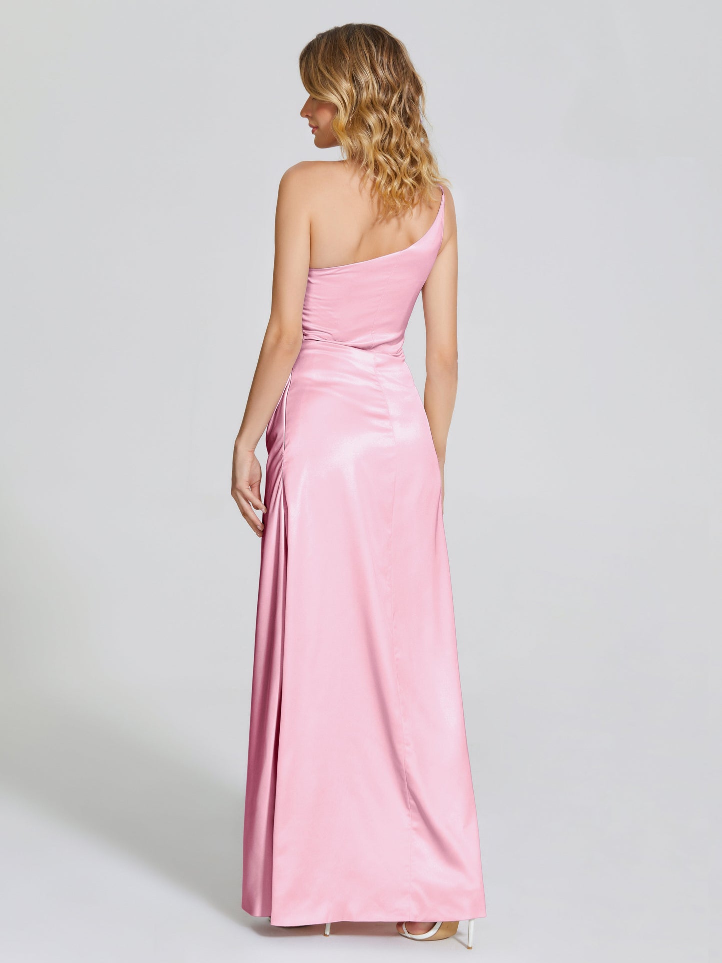 Angela One-Shoulder Sheath Soft Satin Bridesmaid Dress