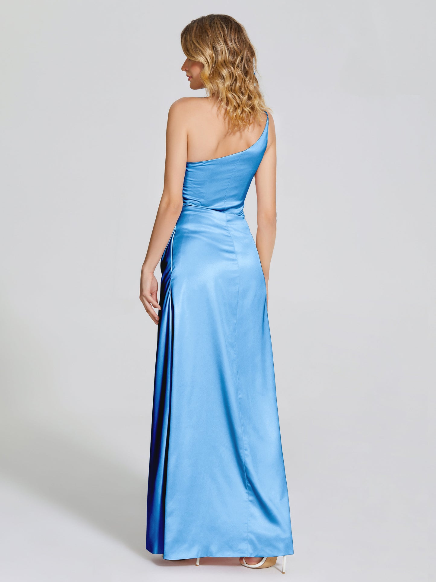 Angela One-Shoulder Sheath Soft Satin Bridesmaid Dress