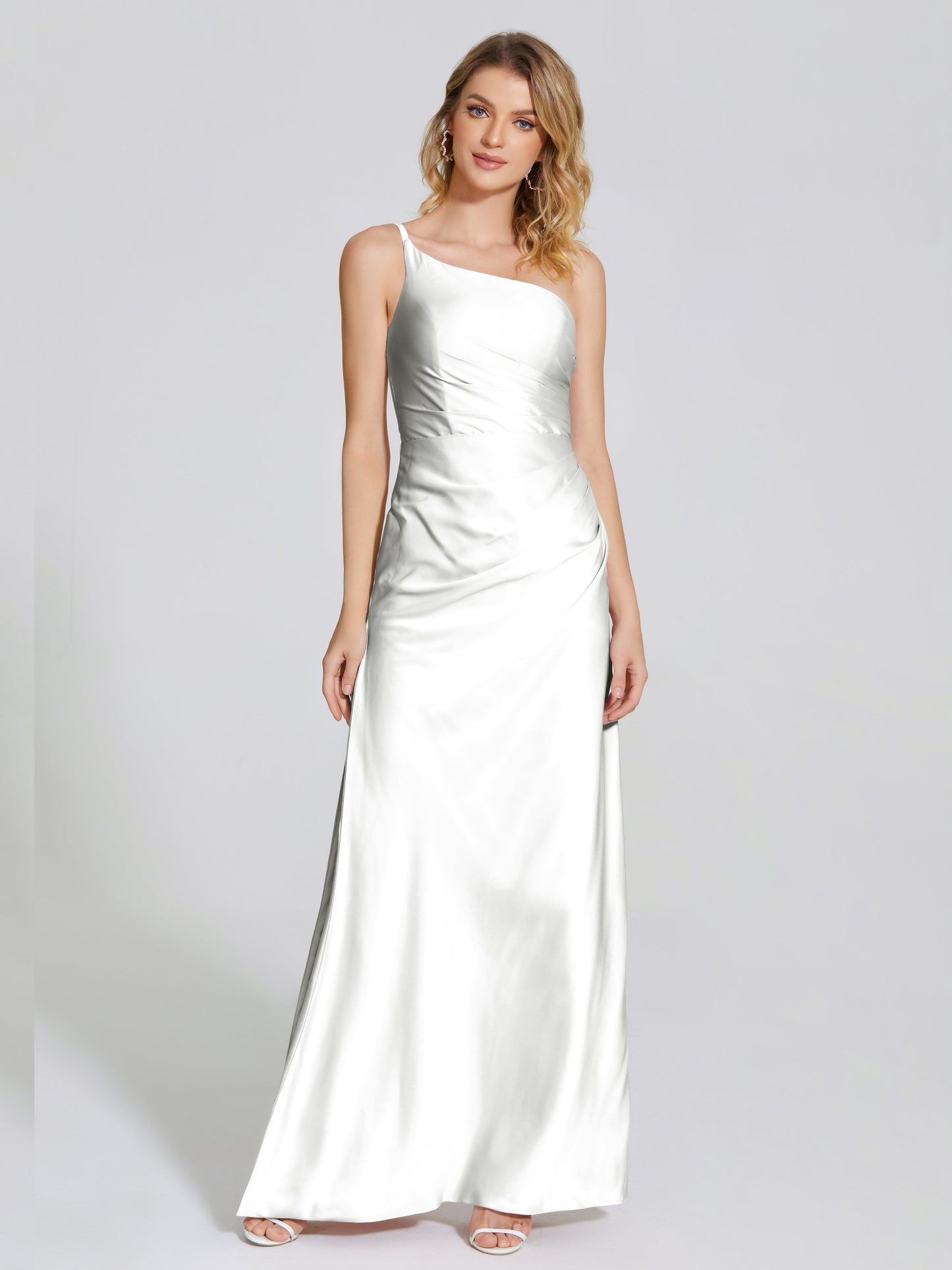 Angela One-Shoulder Sheath Soft Satin Bridesmaid Dress