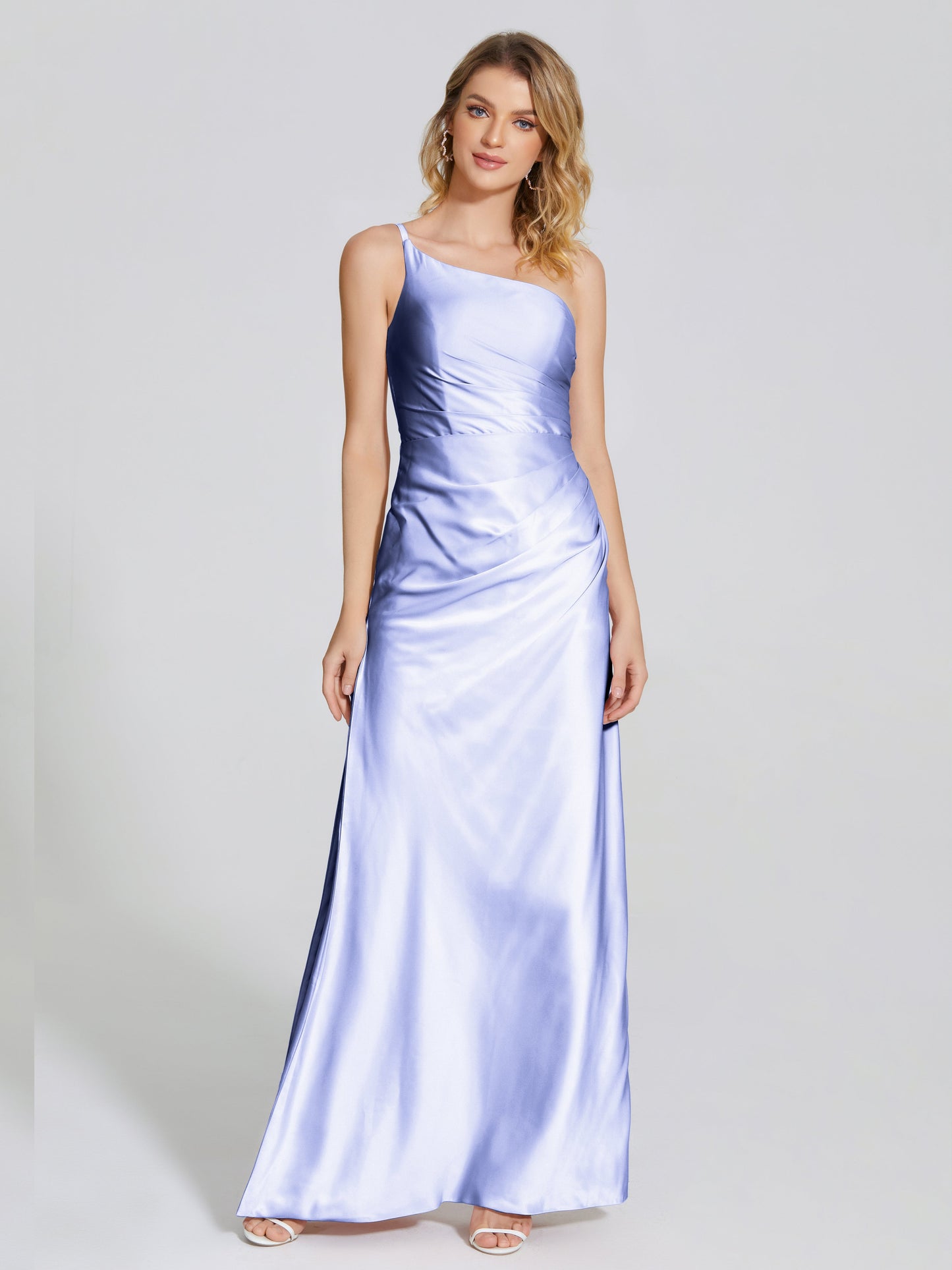 Angela One-Shoulder Sheath Soft Satin Bridesmaid Dress